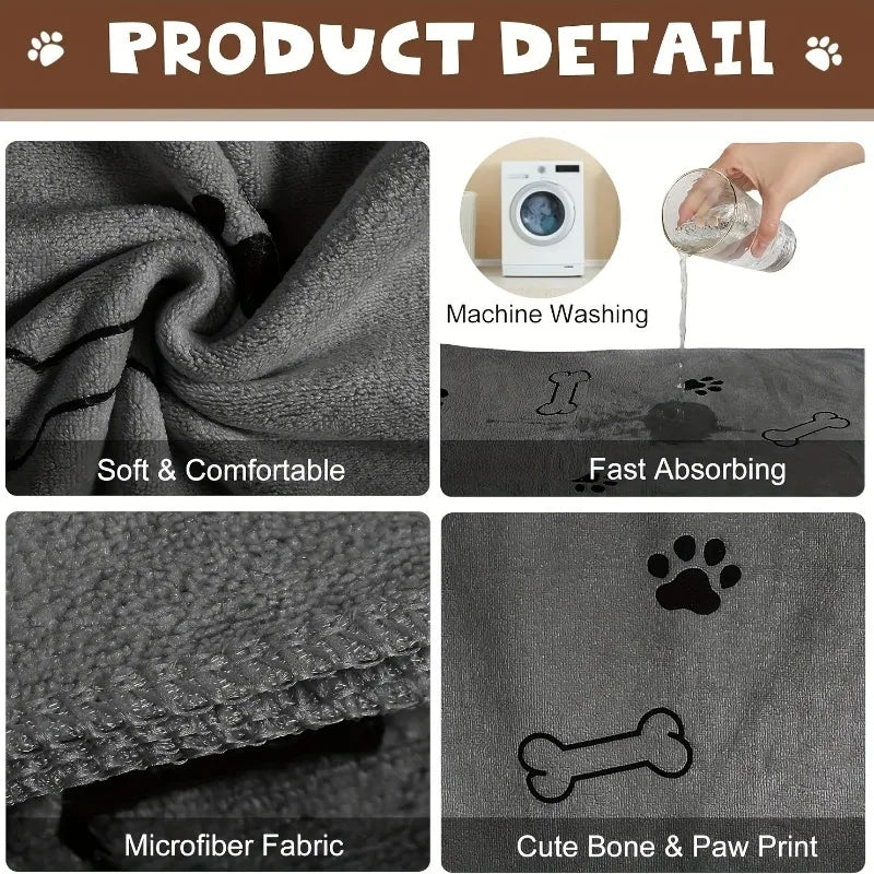 Quick-Drying Microfibre Dog Towel – Super Absorbent Pet Bath Towel for Dogs & Cats, Soft & Fast-Drying