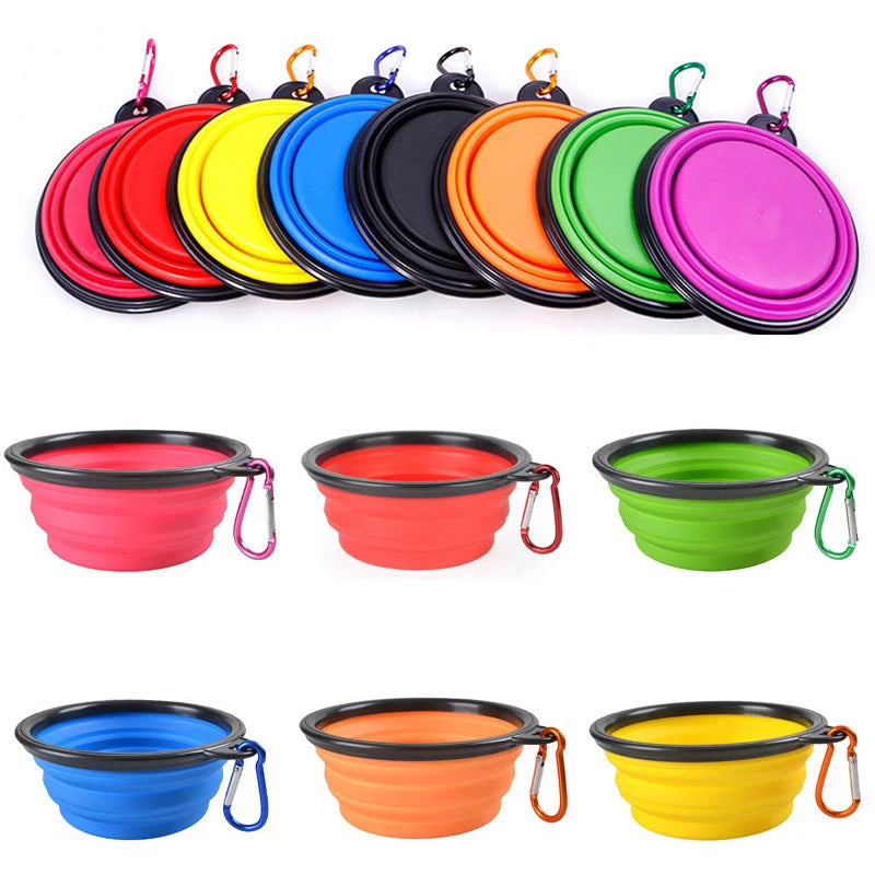 2-in-1 Collapsible Pet Bowl – Portable Silicone Feeder with Carabiner | Travel Water & Food Dispenser for Dogs & Cats