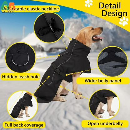Waterproof Dog Jacket – Reflective Raincoat with Warm Fleece Lining