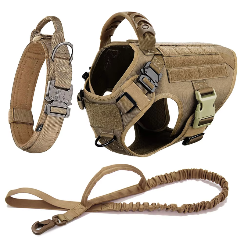 Tactical Harness Set – with Collar, Leash & MOLLE Pouches
