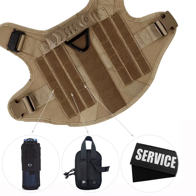 Tactical Harness Set – with Collar, Leash & MOLLE Pouches