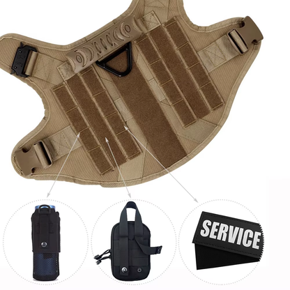 Tactical Harness Set – with Collar, Leash & MOLLE Pouches