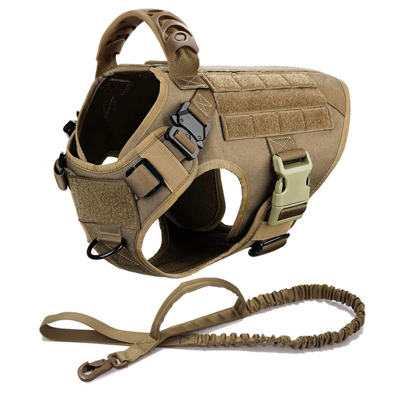 Tactical Harness Set – with Collar, Leash & MOLLE Pouches