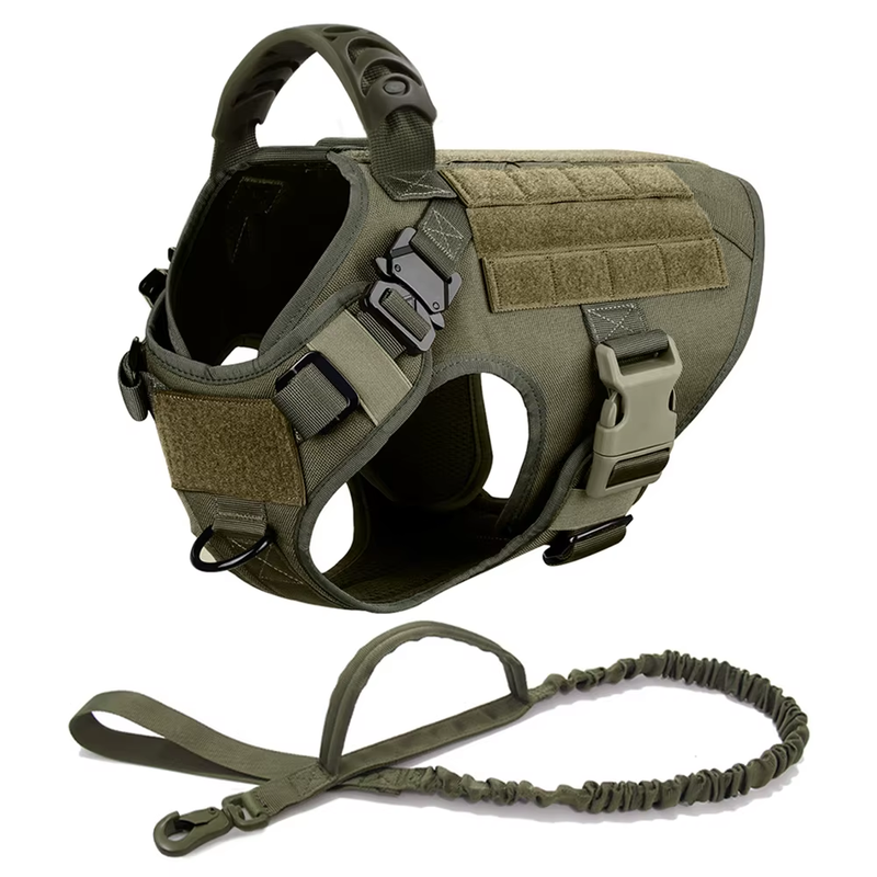 Tactical Harness Set – with Collar, Leash & MOLLE Pouches