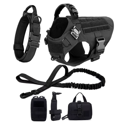 Tactical Harness Set – with Collar, Leash & MOLLE Pouches