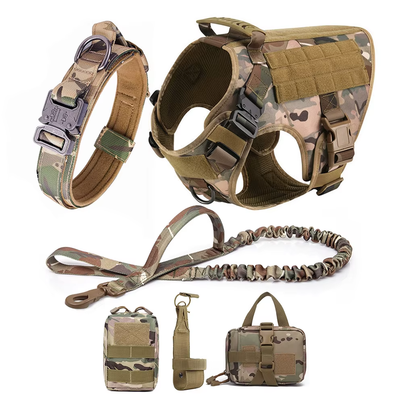 Tactical Harness Set – with Collar, Leash & MOLLE Pouches