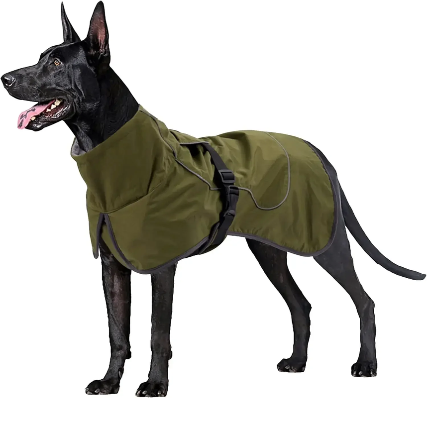 Waterproof Dog Jacket – Reflective Raincoat with Warm Fleece Lining