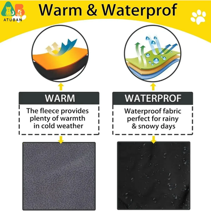 Waterproof Dog Jacket – Reflective Raincoat with Warm Fleece Lining