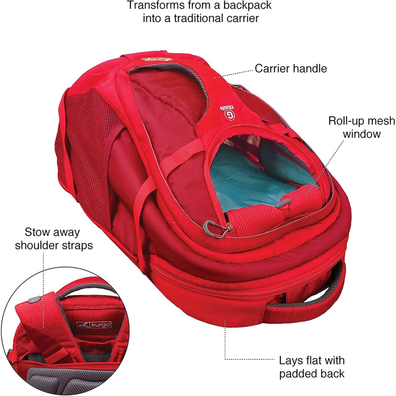 G-Train Pack – Chili Red Carrier Backpack for Small Dogs & Cats | Waterproof Bottom | Ideal for Hiking, Travel, & Everyday Adventures