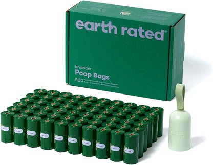 Dog Poo Bag Holder with Dog Poo Bags Rolls, Durable and Guaranteed Leakproof, Lavender Scented, 1 Dispenser and 900 Bags