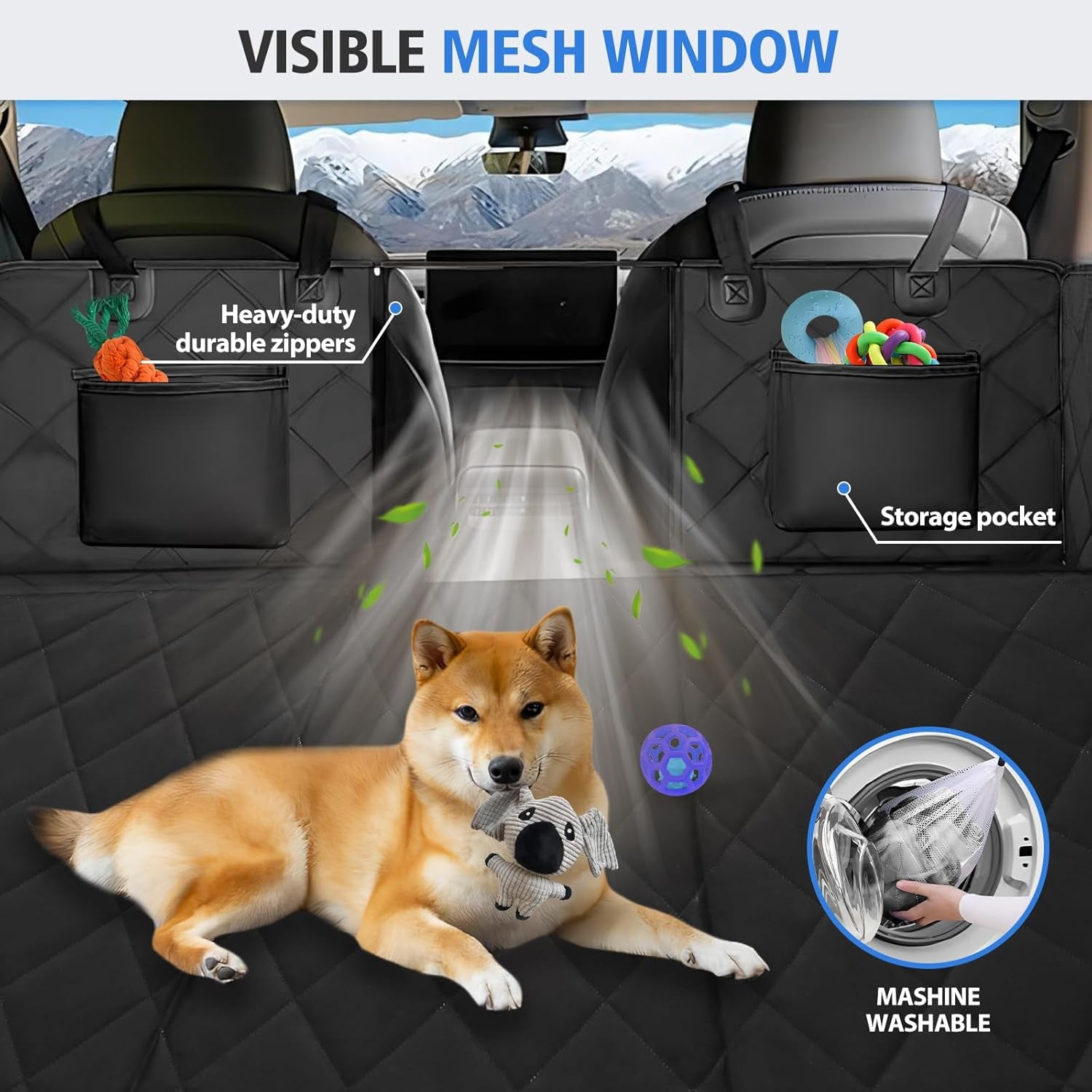 Heavy-Duty Dog Car Seat Extender – Waterproof Hammock with Hard Bottom (Holds up to 400lbs) for Cars, SUVs & Trucks