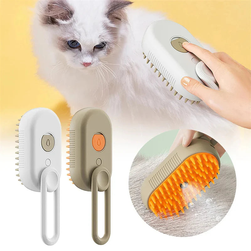 3-in-1 Cat & Dog Steam Brush – Electric Spray Grooming Comb for Hair Removal, Massage & Deshedding | USB Rechargeable Pet Brush