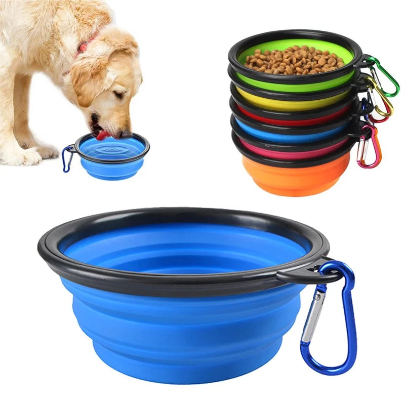 2-in-1 Collapsible Pet Bowl – Portable Silicone Feeder with Carabiner | Travel Water & Food Dispenser for Dogs & Cats