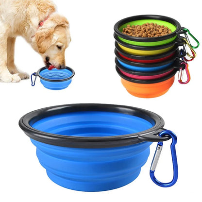 2-in-1 Collapsible Pet Bowl – Portable Silicone Feeder with Carabiner | Travel Water & Food Dispenser for Dogs & Cats