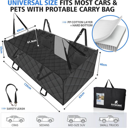 Heavy-Duty Dog Car Seat Extender – Waterproof Hammock with Hard Bottom (Holds up to 400lbs) for Cars, SUVs & Trucks