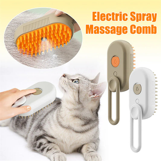 3-in-1 Cat & Dog Steam Brush – Electric Spray Grooming Comb for Hair Removal, Massage & Deshedding | USB Rechargeable Pet Brush