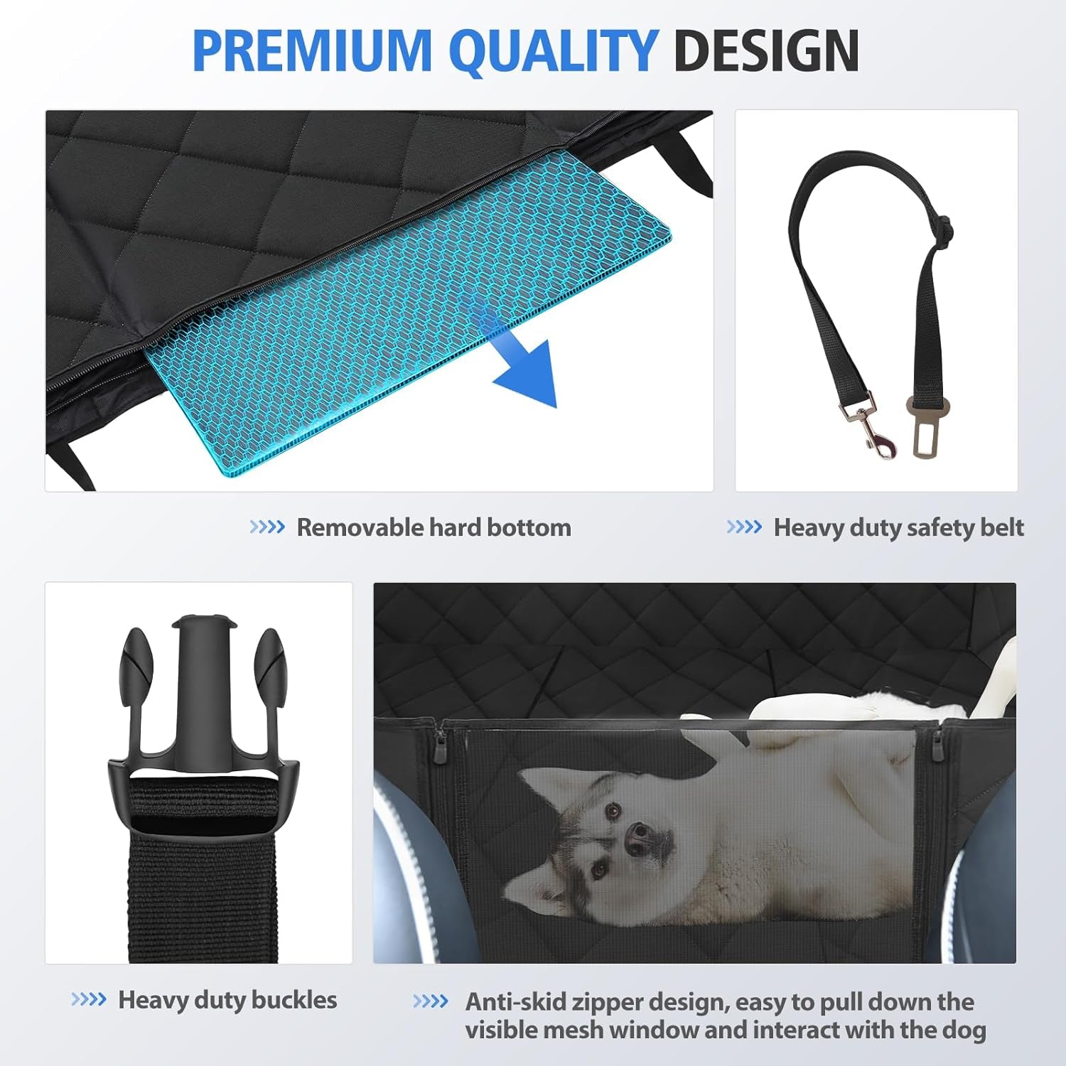 Heavy-Duty Dog Car Seat Extender – Waterproof Hammock with Hard Bottom (Holds up to 400lbs) for Cars, SUVs & Trucks