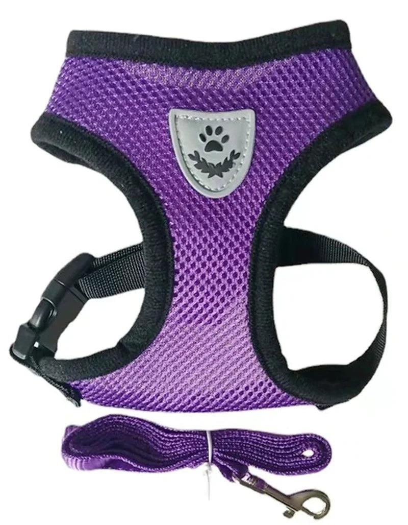 Adjustable Mesh Harness & Leash Set for Small Dogs and Cats – Breathable, Reflective, and Comfortable