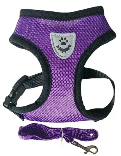 Adjustable Mesh Harness & Leash Set for Small Dogs and Cats – Breathable, Reflective, and Comfortable