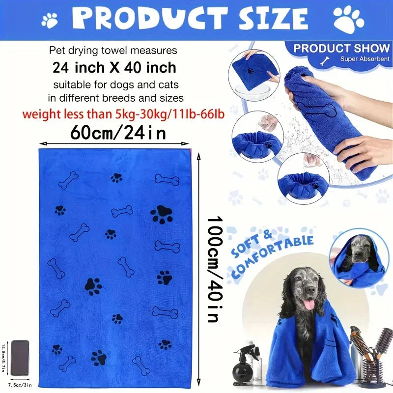 Quick-Drying Microfibre Dog Towel – Super Absorbent Pet Bath Towel for Dogs & Cats, Soft & Fast-Drying