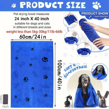 Quick-Drying Microfibre Dog Towel – Super Absorbent Pet Bath Towel for Dogs & Cats, Soft & Fast-Drying