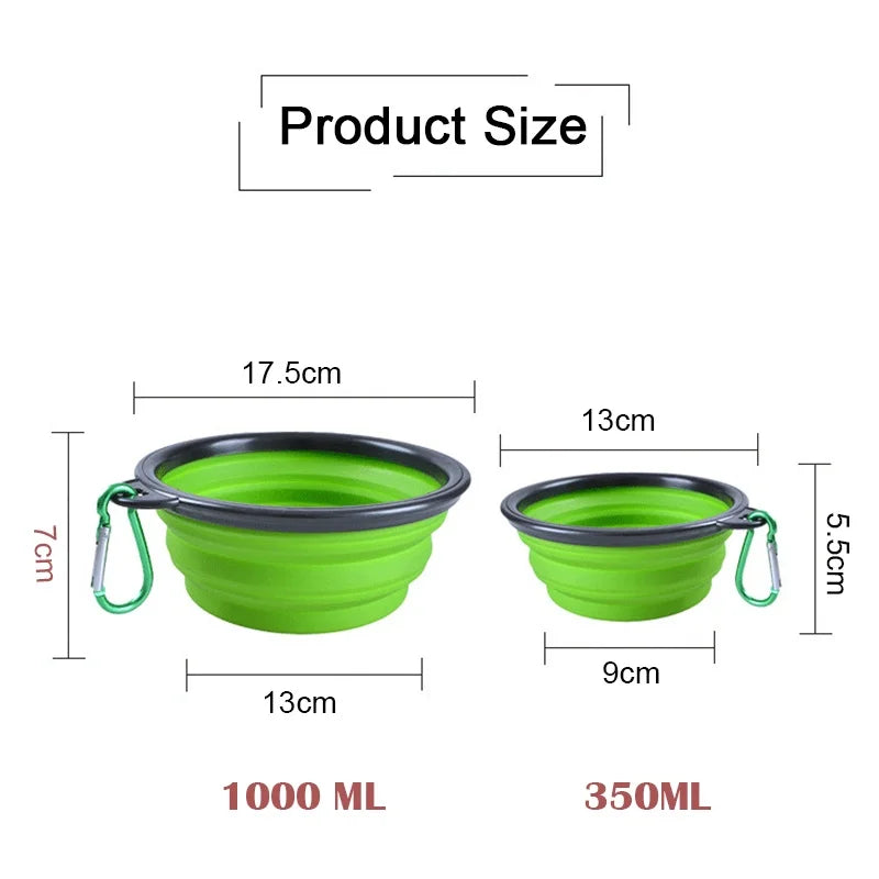 2-in-1 Collapsible Pet Bowl – Portable Silicone Feeder with Carabiner | Travel Water & Food Dispenser for Dogs & Cats